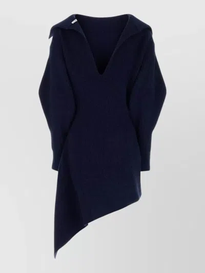 Givenchy High Neck Slashed Knitted Dress In Blue