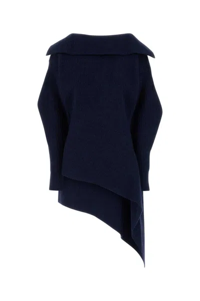 Givenchy High Neck Slashed Knitted Dress In Blue