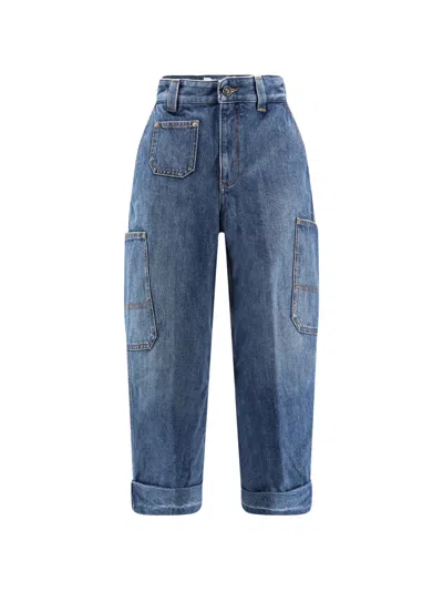 Givenchy Women Jeans With Logo Embroidery In Blue