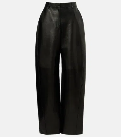 Givenchy High-rise Leather Barrel-leg Pants In Black