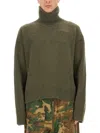 Givenchy Ribbed Turtleneck Oversized Cashmere Sweater In Green