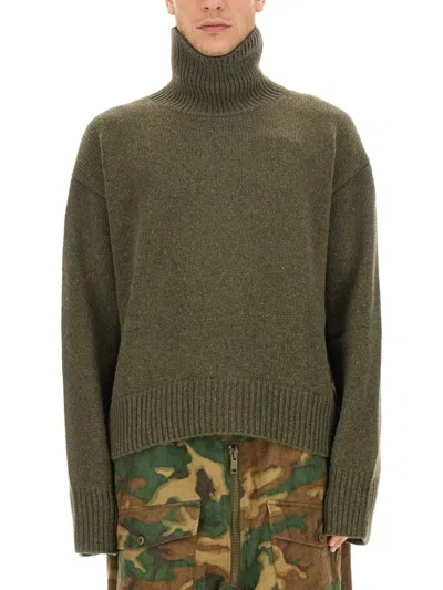 Givenchy High Turtleneck Oversize Shirt In Green