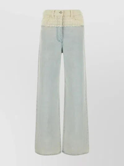 Givenchy Oversized Jeans In Mixed Denim And Tweed With 4g Liquid Detail In Blue