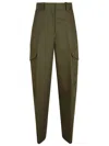 Givenchy Cotton Blend High Waist Cargo Pants In Green