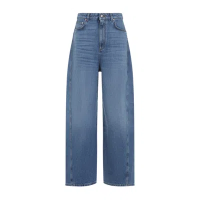 Givenchy High-waisted Wide-leg Trousers With Denim Texture In Blue