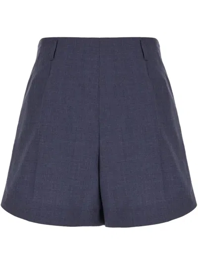 Givenchy High-waisted Wool Shorts In Blue