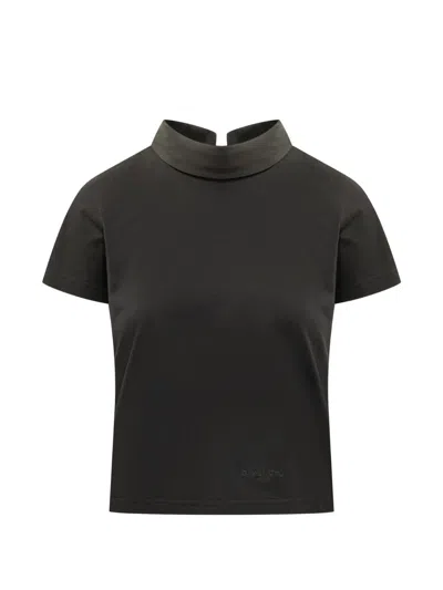 Givenchy High-collar Back-button T-shirt In Black