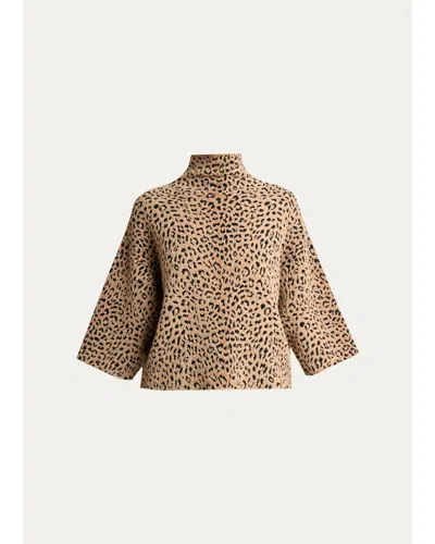 Givenchy High-neck Short-sleeve Top In Animal Print