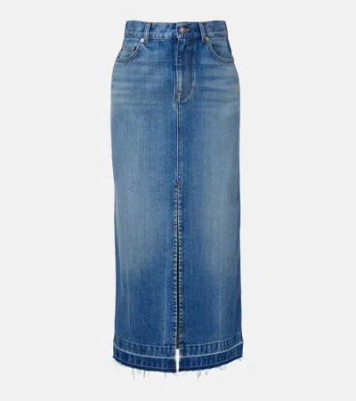 Givenchy High-rise Denim Midi Skirt In Blue