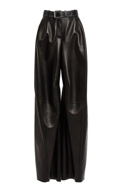 Givenchy High-rise Leather Barrel-leg Pants In Black