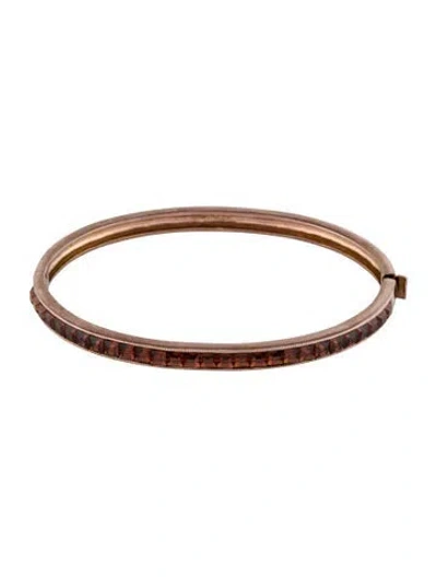 Pre-owned Givenchy Hinged Crystal Bangle, 7" In Orange