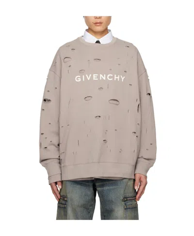 Givenchy Hollowed-out Hoodie In Gray