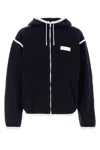 Givenchy Wool Hooded Jacket Contrast Trim Pockets In Blue