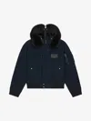 Givenchy Hooded Bomber In Linen In Dark Blue