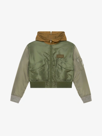 Givenchy Hooded Bomber Jacket In Green