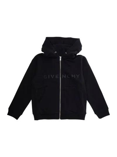 Givenchy Kids' Hooded Cardigan In Black