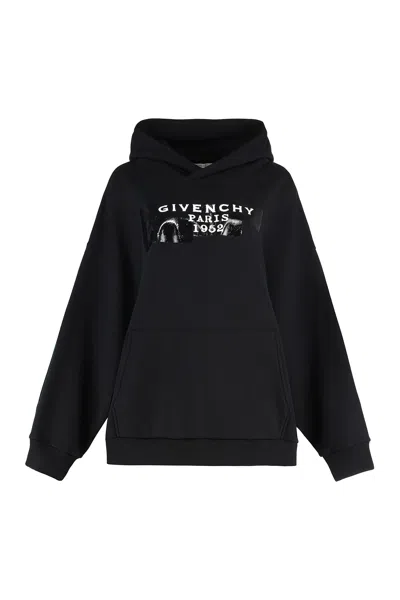 Givenchy Hooded Cotton Sweatshirt In Black