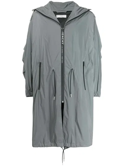 Givenchy Hooded Drawstring-waist Parka In Silver