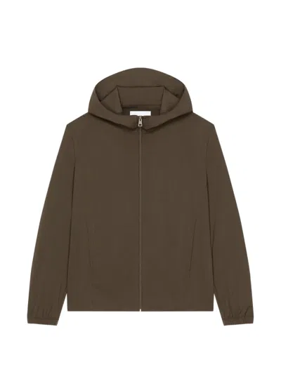 Givenchy Hooded Logo-print Jacket In Brown