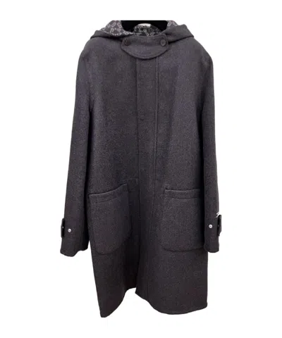 Givenchy Hooded Long-sleeved Coat In Gris Fonce/gris