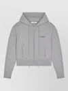 Givenchy Hooded Zip Cardigan Ribbed Cuffs Hem In Silver