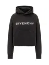 Givenchy Cropped Hoodie With Logo Print In Black