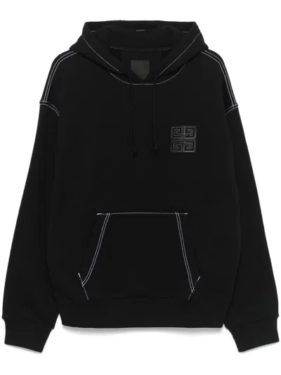 Givenchy Black Hoodie With 4g Logo Detail On Front In Cotton Man