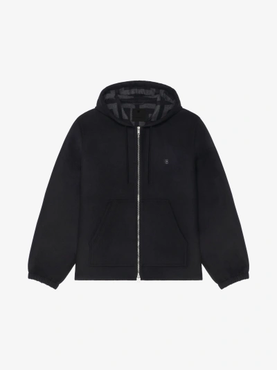 Givenchy Hoodie In Double Face Wool In Black Grey