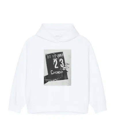 Givenchy Hoodie In Fleece With  Clapperboard Print In White