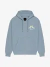 Givenchy Zipped Hoodie In Fleece With Hubert Objects Embroidery In Grey Blue