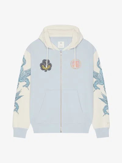 Givenchy Zipped Hoodie In Fleece With Patches And Unicorns In White