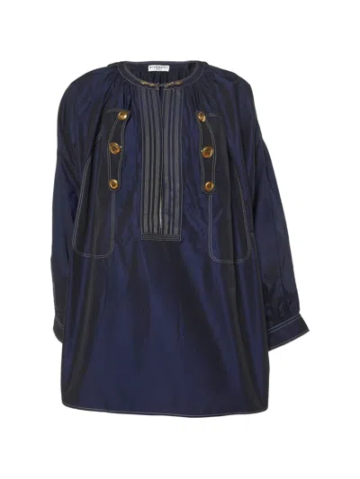 Pre-owned Givenchy Hook-and-button Blouse In Blue