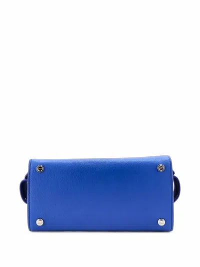 Pre-owned Givenchy Horizon Leather Mini Satchel In Blue