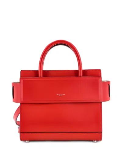 Pre-owned Givenchy Horizon Leather Mini Satchel In Red