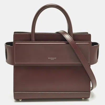 Pre-owned Givenchy Horizon Mini Burgundy Leather Tote
