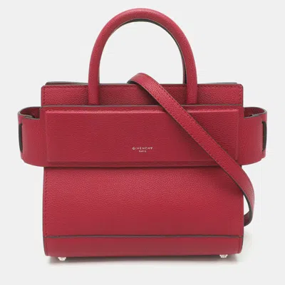 Pre-owned Givenchy Horizon Mini Burgundy Leather Tote