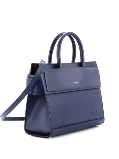 Pre-owned Givenchy Horizon Satchel Leather Small Tote Bag In Blue