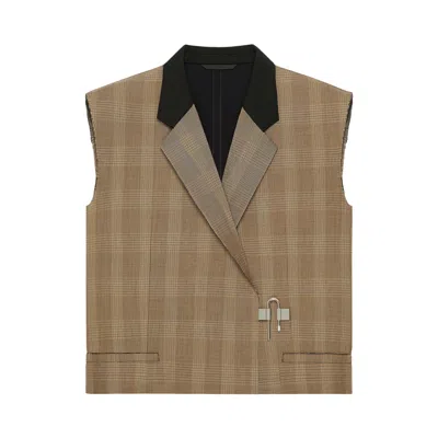 Pre-owned Givenchy Houndstooth Vest With U-lock Detail 'light Brown' | Women's Size 44