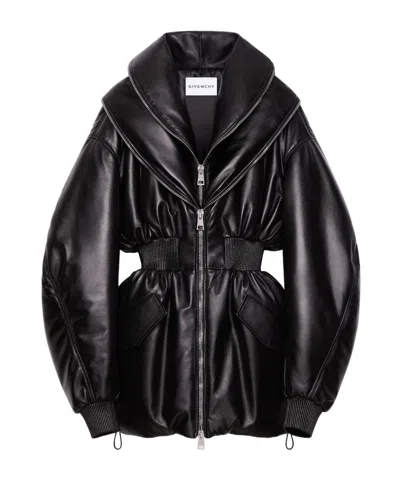 GIVENCHY HOURGLASS BOMBER WITH ZIPPED SHAWL COLLAR IN LEATHER