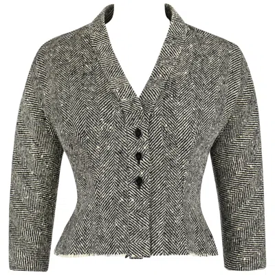 Pre-owned Givenchy Hubert De  C.1952 Haute Couture Number "h97" Herringbone Wool Jacket In Black