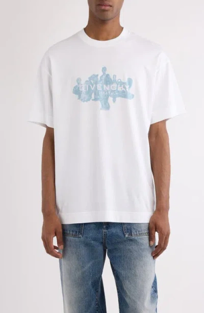 Givenchy Mens White Graphic-print Short-sleeve Cotton T-shirt