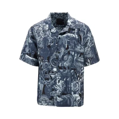 Givenchy Hubert Objects Print Silk Shirt In Blue