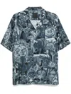 Givenchy Shirt In Silk With Hubert Objects Print In Blue