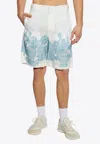 Givenchy Bermuda Shorts In Linen With Hubert Objects Print In White