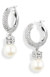 GIVENCHY IMITATION PEARL & CRYSTAL HOOP EARRINGS