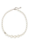Givenchy Imitation Pearl & Crystal Necklace In Off White/ Silver