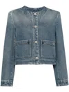 GIVENCHY INDIGO BLUE DENIM JACKET WITH SIGNATURE 4G MOTIF AND CHAIN-LINK DETAILING FOR WOMEN