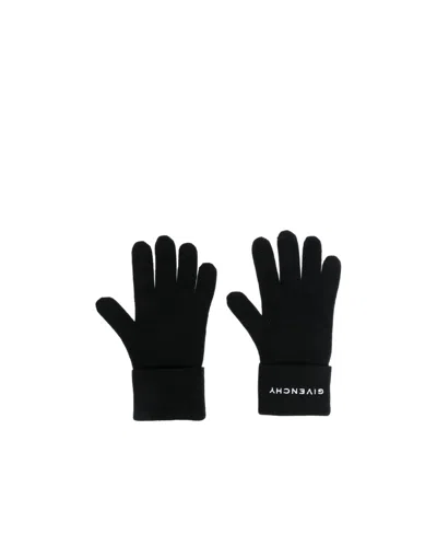 Givenchy Inlaid Knitted Logo Gloves In Black