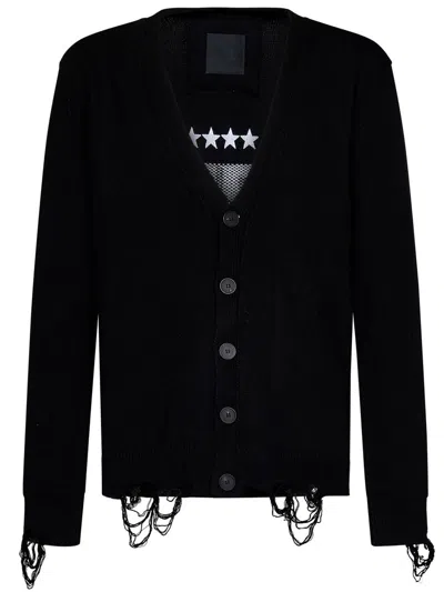 Givenchy Intarsia Detail Cotton Cardigan In Black