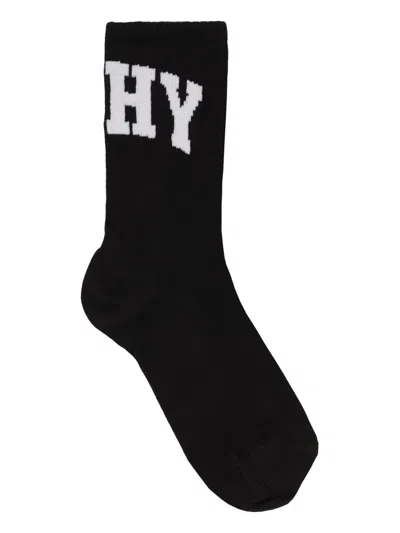 Givenchy Kids' Intarsia Knit-logo Socks In Black